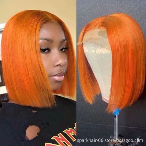 Vendors Wholesale  613 Blonde Transparent Lace Bob Human Hair 13x4x1 Lace Frontal Wigs For Black Women Orange 4x4 Closure Wig